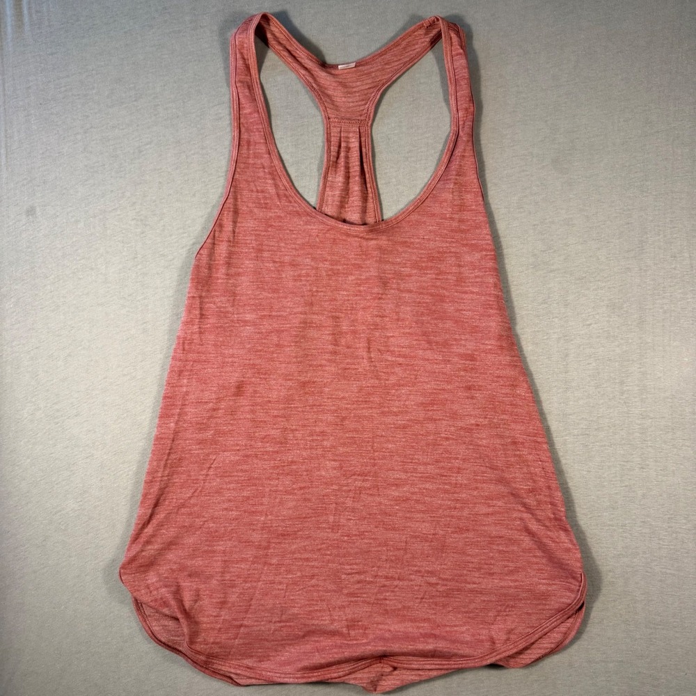 Lululemon Cool Racerback Tank Top Size 4 Heathered Pink Coral Yoga Athletic